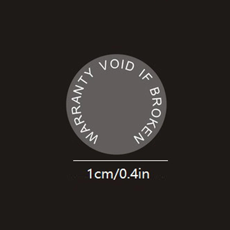 100 Uds. 10mm de garantía VOID IF BROKEN agujero de tornillo sello de seguridad a prueba de manipulaciones a prueba de eliminación pegatina de papel quebradizo advertencia abierta