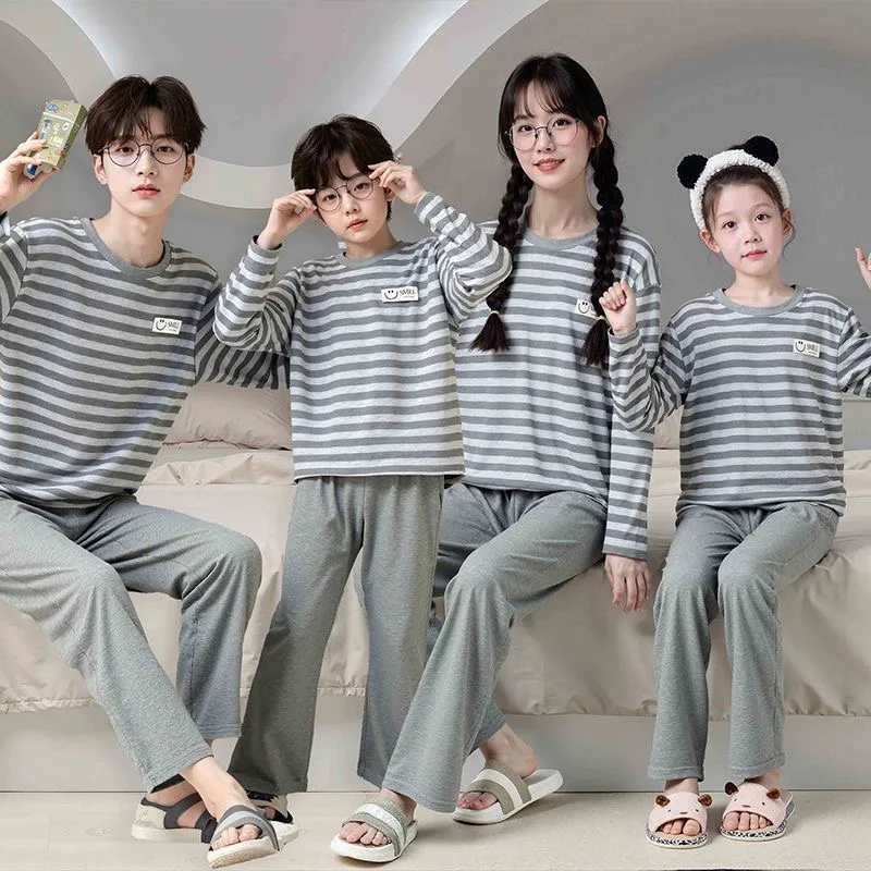 

Семейные рождественские пижамы для мамы и детей в полоску, синий семейный образ, детский костюм, семейный образ, хлопковая одежда для девочек, коврик для мамы и дочки