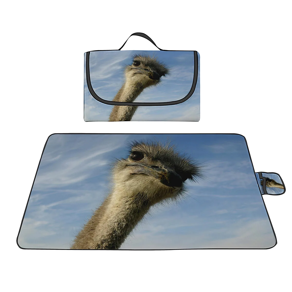 

Ostrich African Picnic Blanket for Kids,Sandproof Beach Mat & Outdoor Waterproof Picnic Mat for Camping on Grass,Park,Travelling