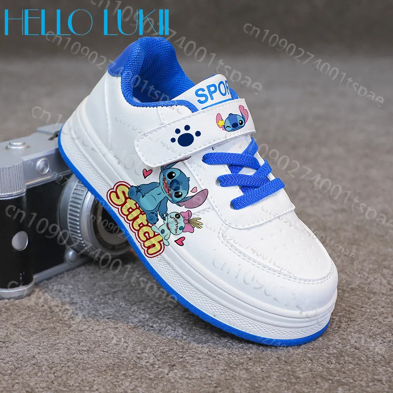 

Детские прогулочные кроссовки Stitch Little Monster для мальчиков и девочек, с толстой подошвой, милые, простые, удобные, сине-белые, подарок для детей 2026