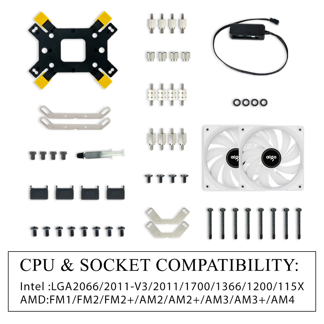 Aigo Pendingin Air Putih 240Mm CPU Liqui Pendingin Komputer PC Heatsink RGB Kipas Radiator AIO Pendingin Air CPU untuk INTEL AMD X99 AM4