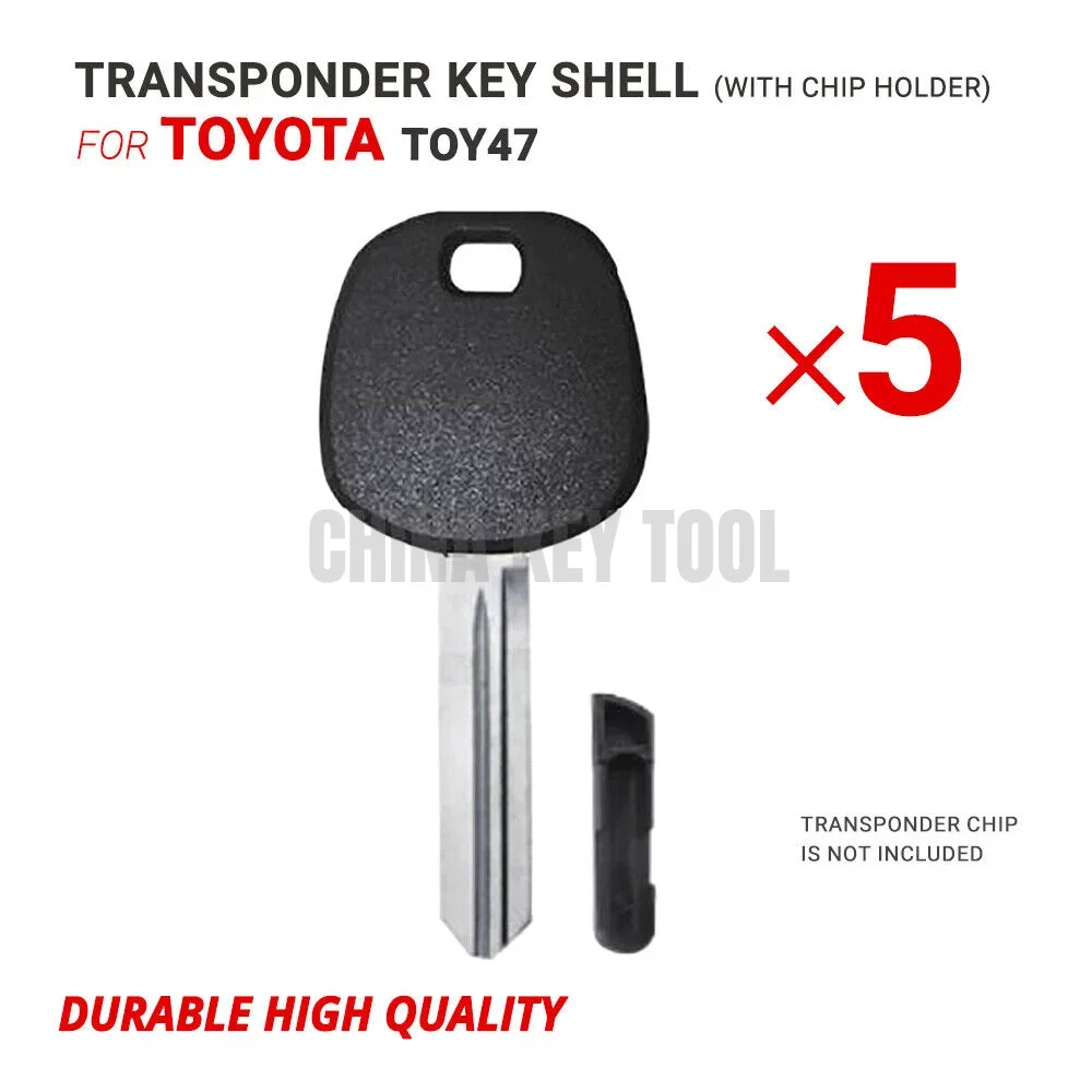 5x NEW Replacement Transponder Key Shell For Toyota TOY47 With Chip Holder