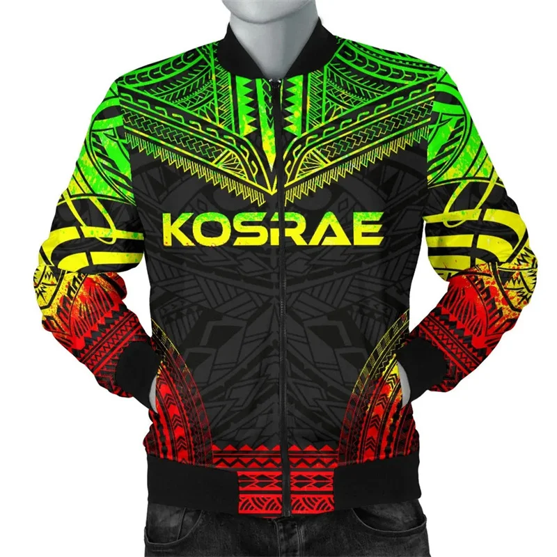 New Vintage 3D Polynesian Pohnpei National Flag Printing Jacket Kosrae Emblem Graphic Jackets Mens Clothing Fashion Ethnic Tops