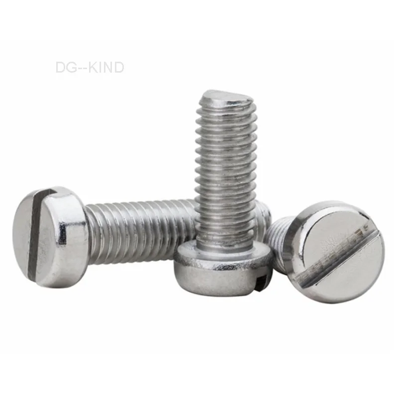 10Pcs Rvs Ronde Kop Notched Schroeven Draad Machine Diameter M3-M5 Lengte 5-30Mm