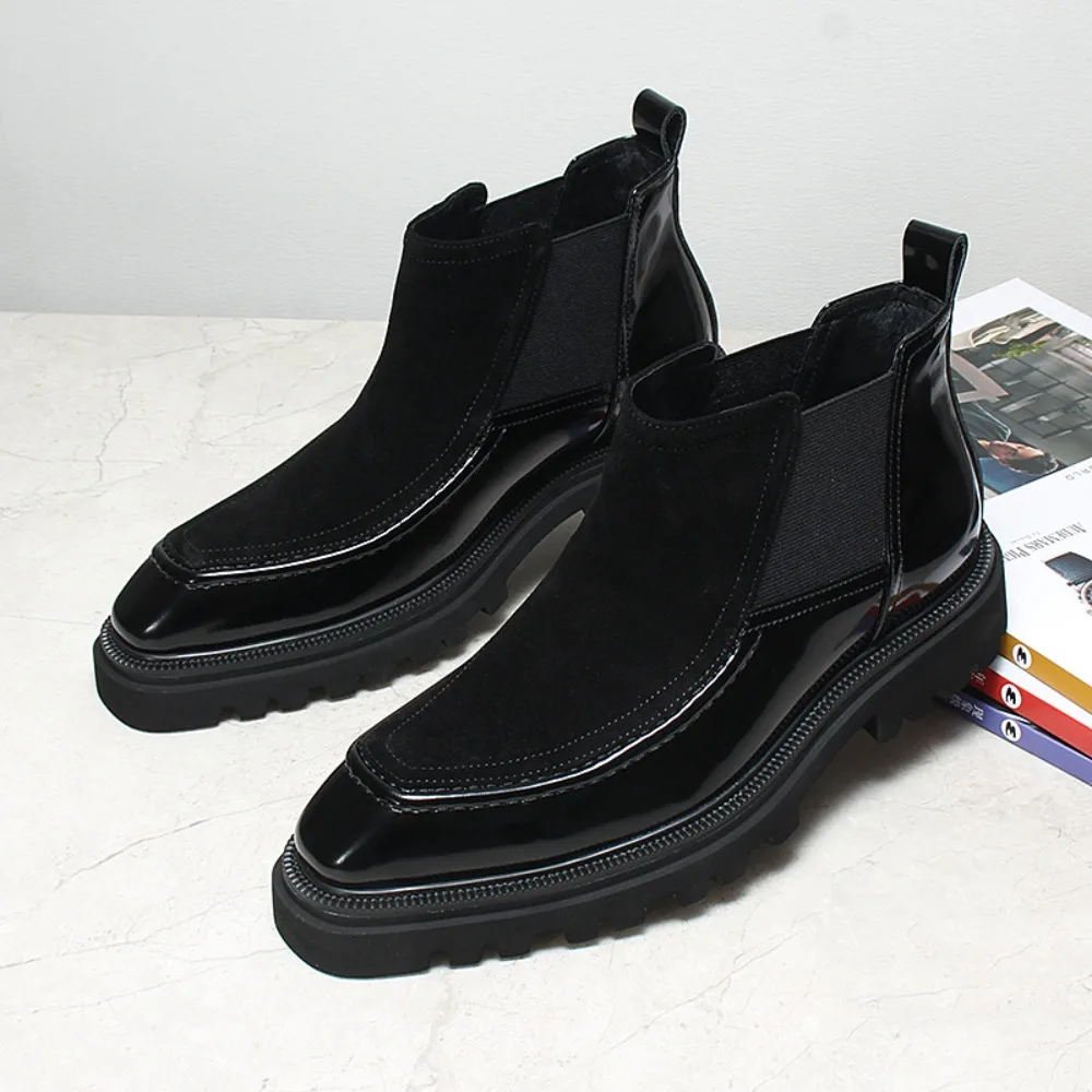 Men Elevator Shoes Platform Chelsea Boots 4cm Invisible Inner Increase Shoes Man Height Increasing Shoes Suede Leather Men Boots