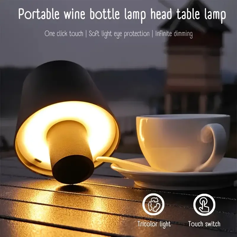 

Беспроводная лампа для бутылок, трехцветное сенсорное управление с бесступенчатым затемнением, идеально подходит для винных бутылок, заменяет традиционные винные пробки