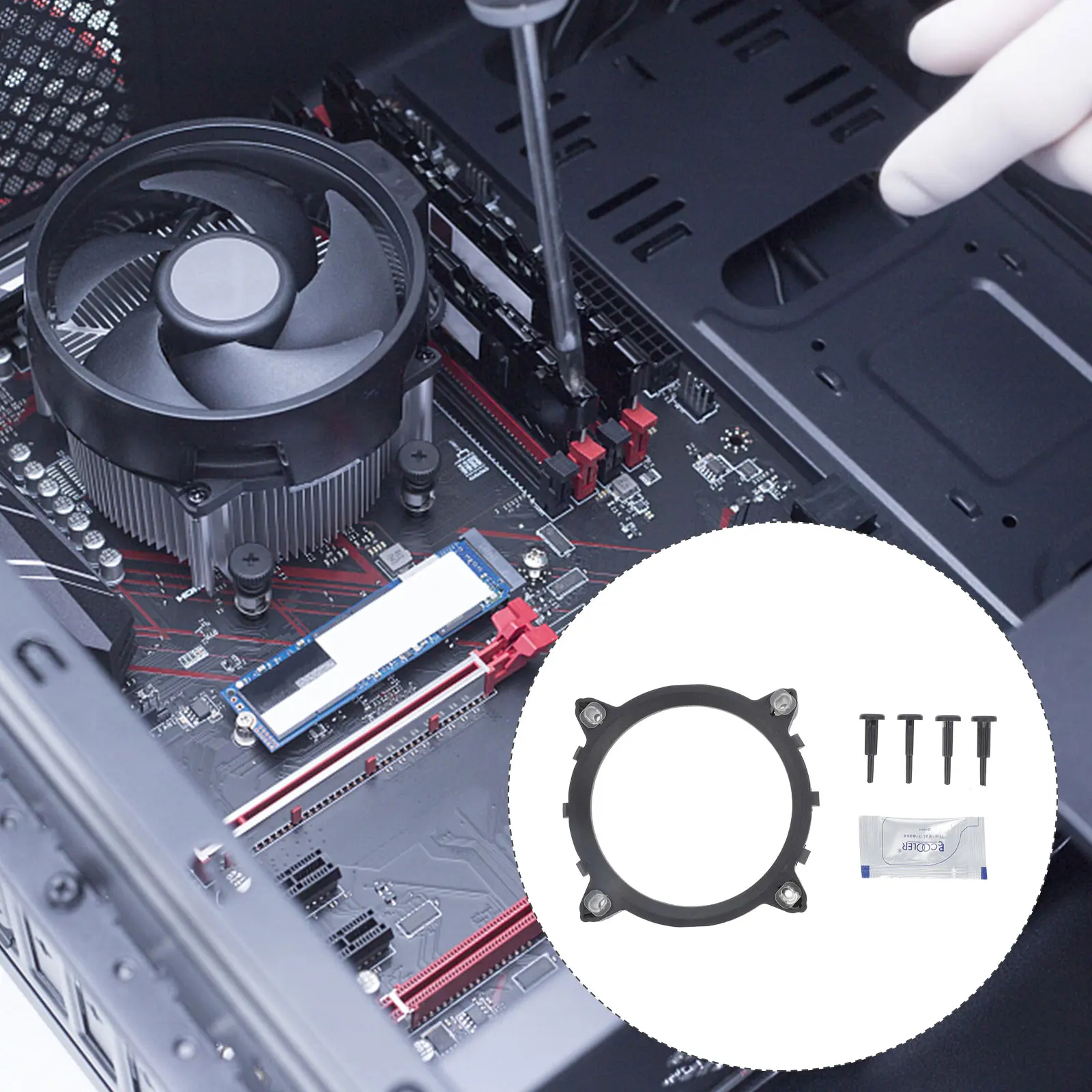 

2PCS CPU Bracket Heatsink Holder Black Mount Plate Durable Install Notebook Cooler St Socket Solution