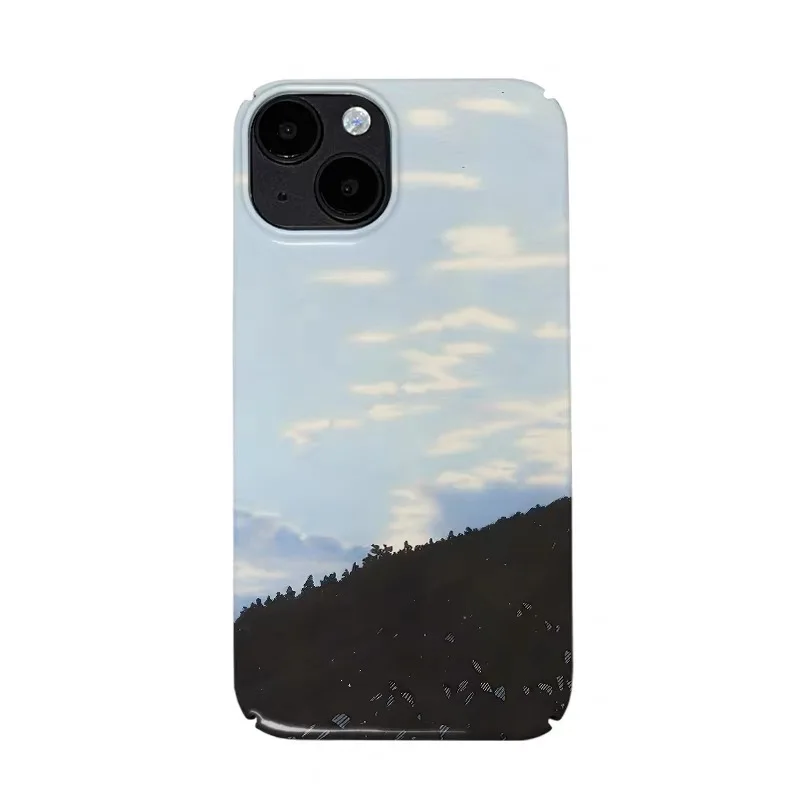 

Blue Sky Forest Art Landscape Stripes Shockproof Case for IPhone 16E 15 14 13 Pro Max Back Phone Cover for 12 11 Pro XS XR Cover