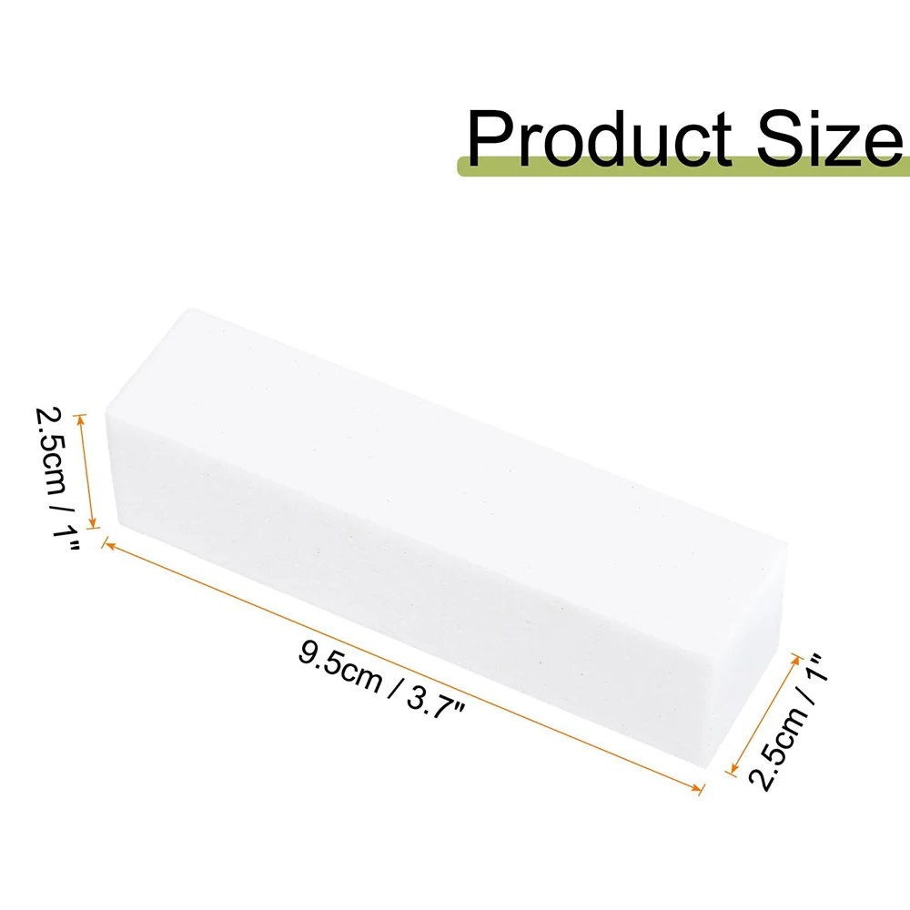 10Pcs Square Nail File Buffer 100 Grit Sanding Polish File Block Nail Buffer Block Files White Sponge Pedicure Manicure Products
