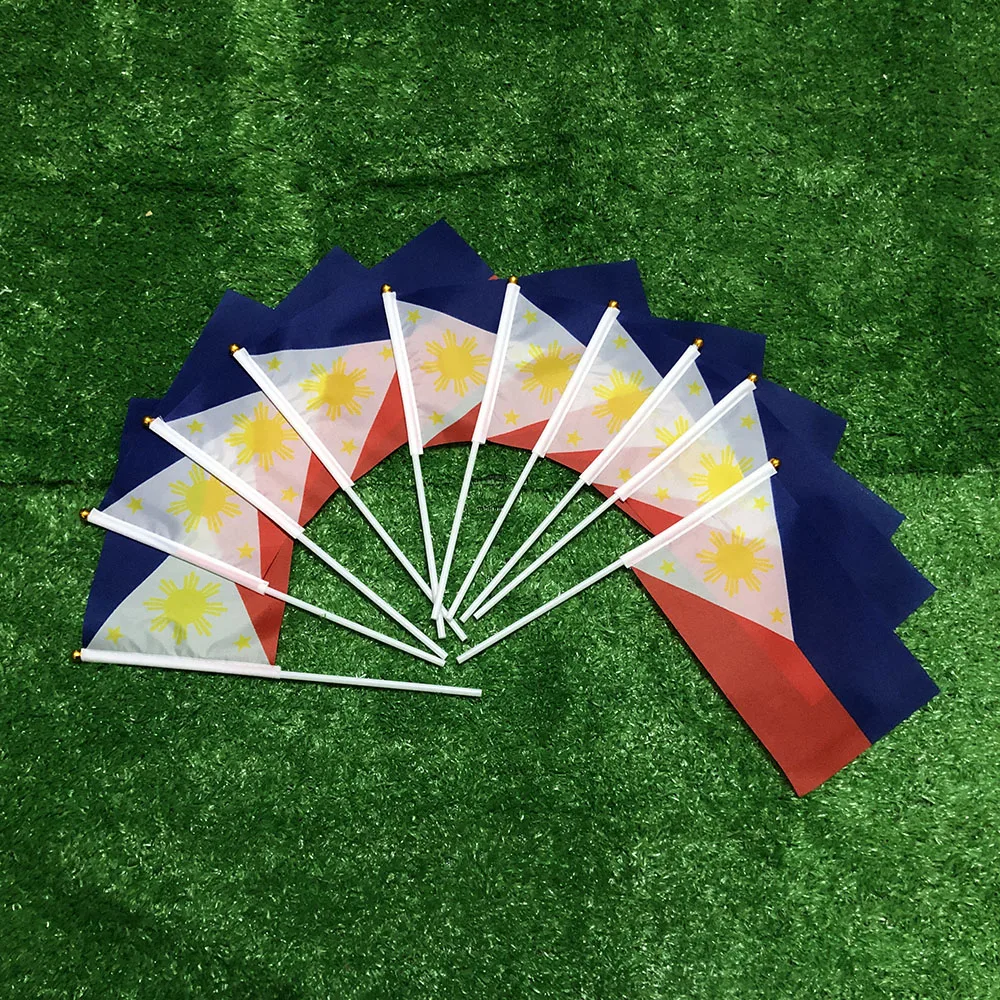 SKY FLAG Philippines hand flag 14x21cm 100pcs polyester double side penetration PHI Philippines hand Flag for decoration