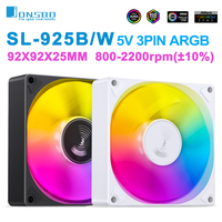 JONSBO SL-925 Black/White 92MM Case Fan 5V 3PIN ARGB Silent CPU Cooler Fan 4PIN PWM Intelligent Temperature Control