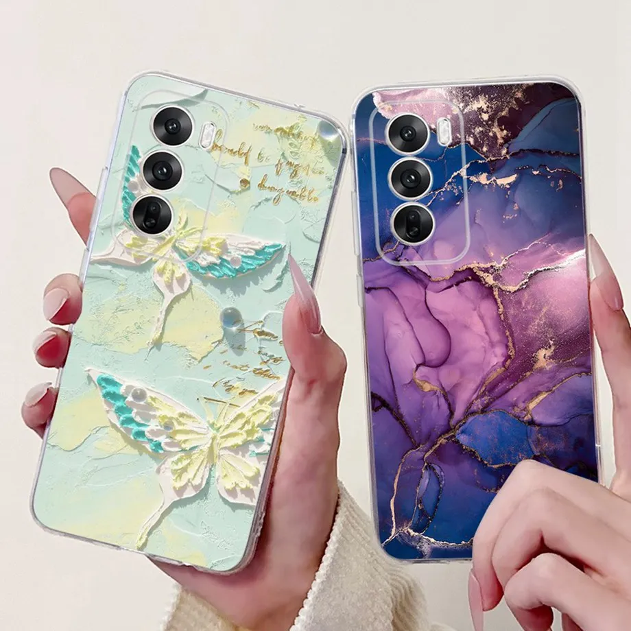 لينة واضحة سيليكون الغطاء الخلفي ل ممن لهم Reno12 برو CPH2629 جراب هاتف الرخام فراشة كابا ل رينو 12 12Pro 5G CPH2625 كابا #2