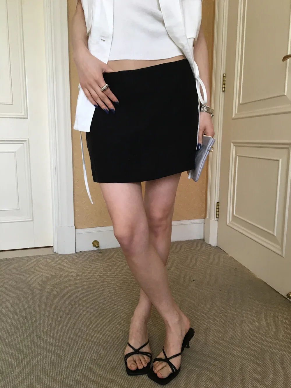 High Waist Linen A-Line Skirt Versatile Pure Desire Style Sexy Slimming Half-length Commute Skirt for Young Women