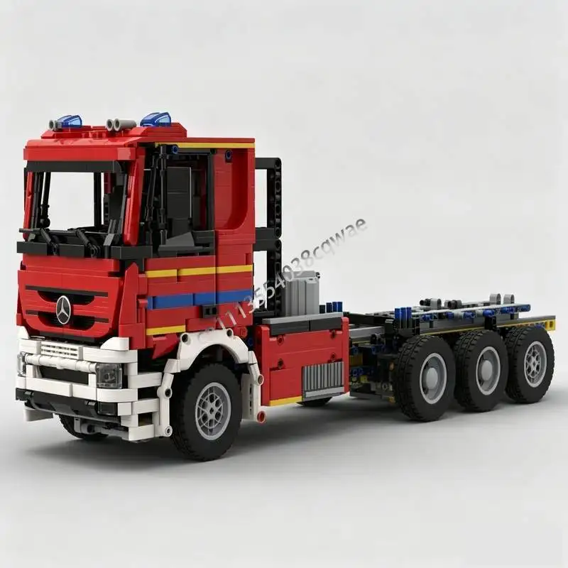 2459PCS Heavy Duty Fire Truck Chassis MOC Technical Emergency Vehicle Model Custom Assembly Educational Building Blocks Present