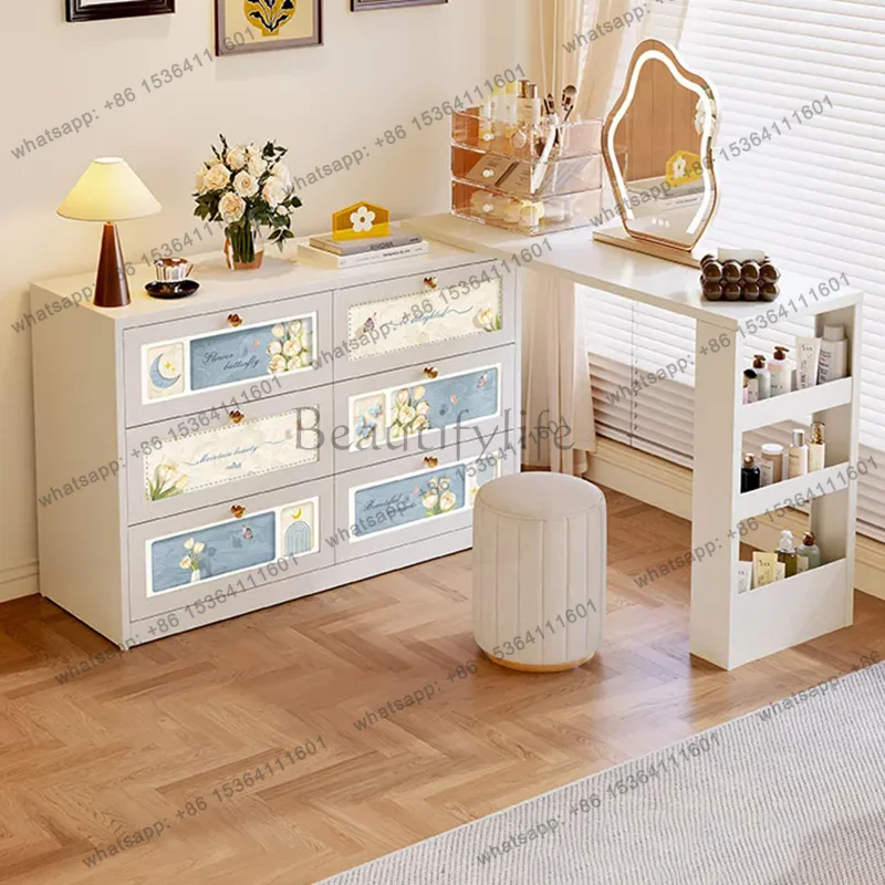 LD Organizer Mobile Dressing Table Bedroom Makeup Mirror Storage Drawers Tall Vanity Table Luxury Vestidores Lounge