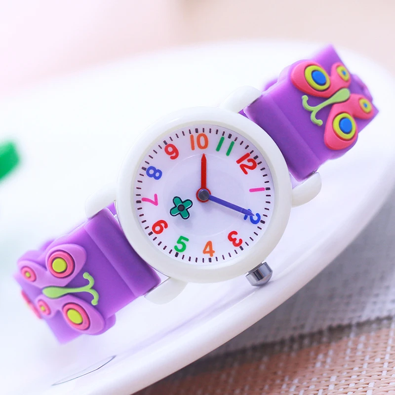 

Girls Lovely Butterfly Four Leaf Clover Hands Watches Children Women Little Kids Colorful Digital Waterproof Wristwatches Clock