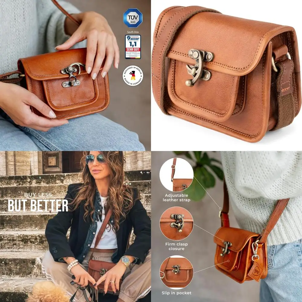 

Vintage Genuine Leather Crossbody Bag, Small Shoulder Bag for Women, Helena Style - Brown