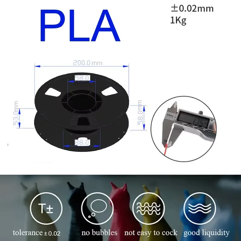 1KG PLA Filament for 3D Printer 1.75MM Plastic Material Neatly Printed Line-up Quality Supplies for 3D Printer  7.14