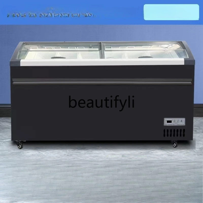 

Brand new commercial 2.5m curved display freezer for supermarkets, specialized ice cream display cabinet