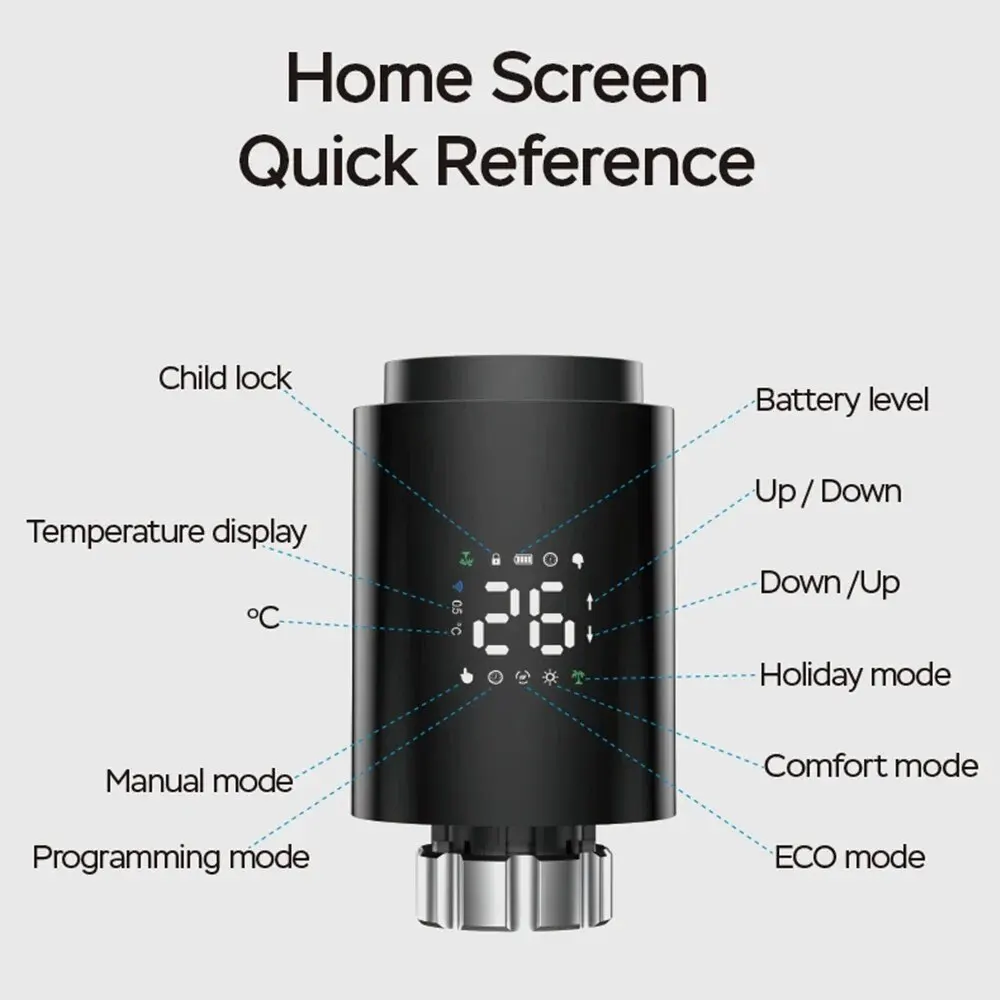 ONENUO-Termostato Inteligente Programável, Válvula Atuador Radiador, Controlador de Temperatura, Suporte Alexa, Google Home, Tuya, ZigBee 3.0, TRV