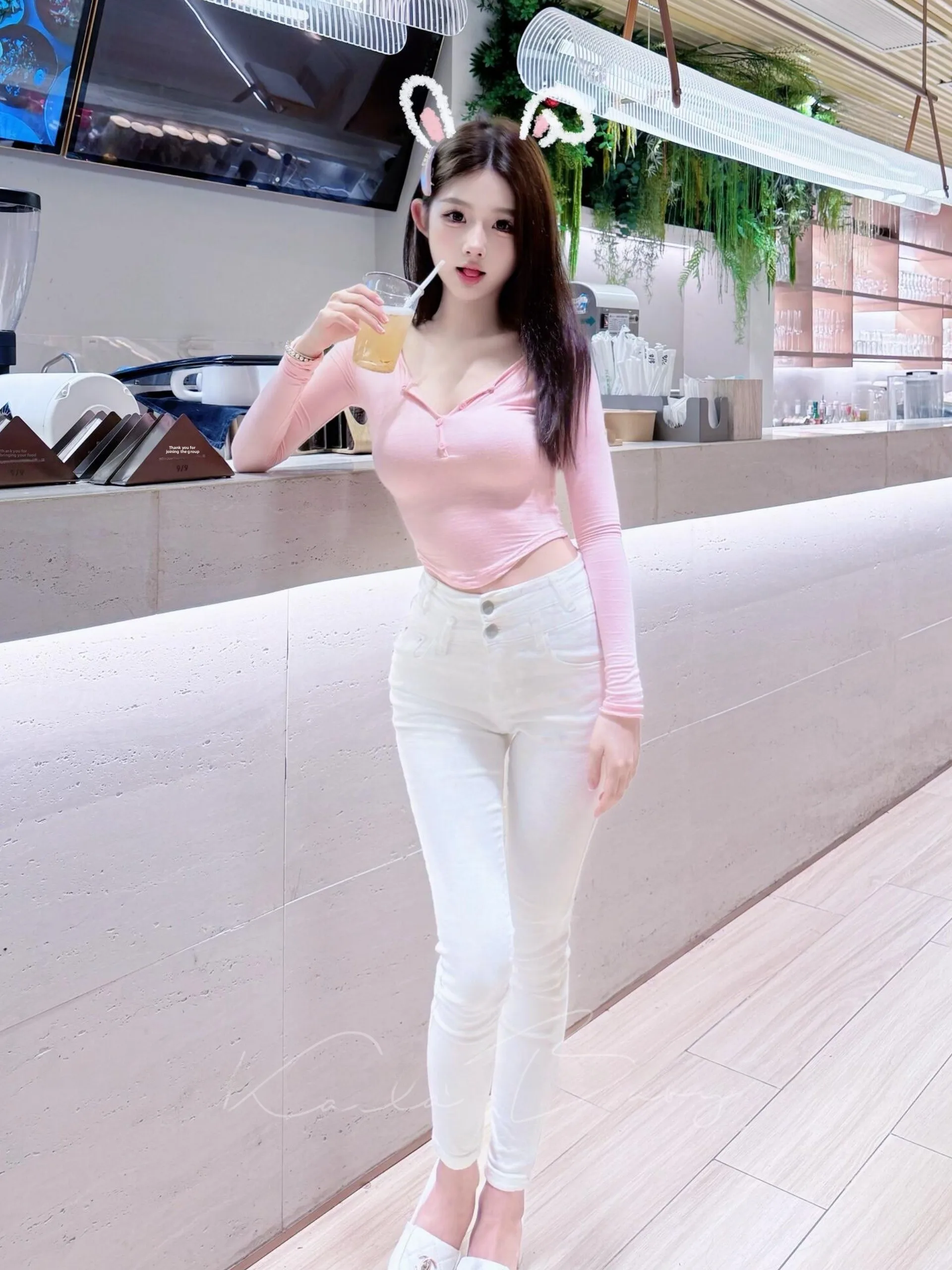 

High Waist Slim Fit Denim Pants Two Buttons Elastic Waistband Self Belt Hot Girl Style Nine Points Pants Cotton Stretch Denim