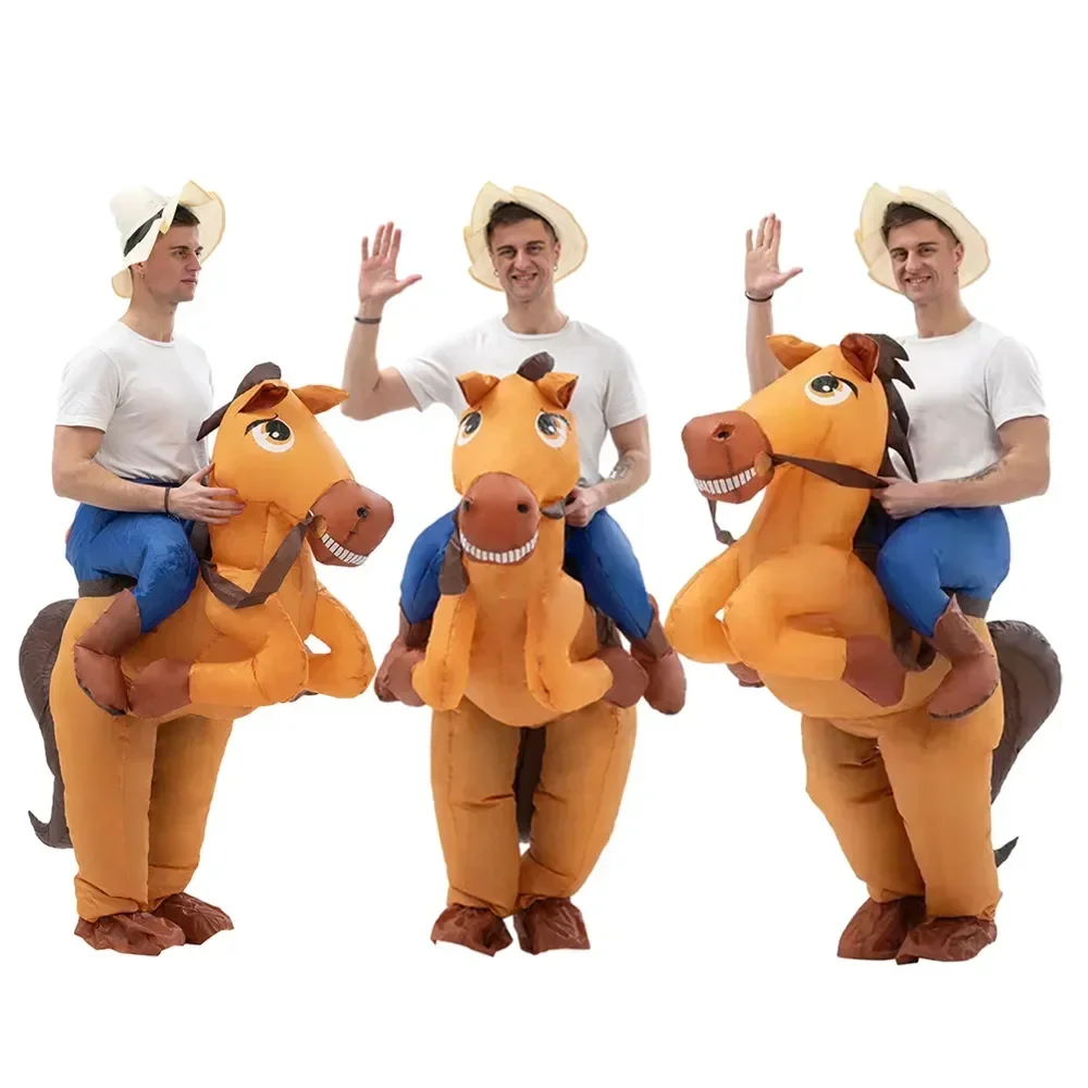 

Funny Cosplay Cowboy Riding Horse Disfraz Inflatable Costume Halloween Carnival Fancy Dress Party Stage Show Masquerade Toy