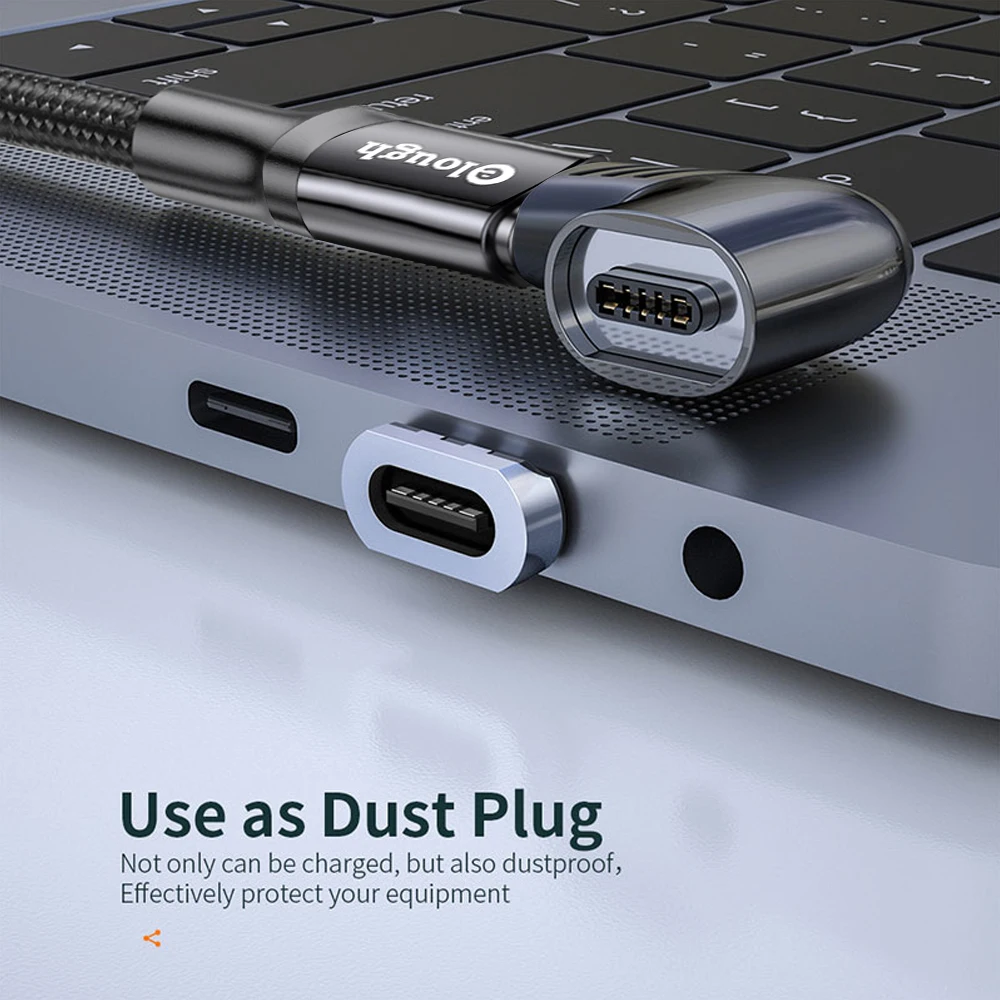 Elough-adaptador magnético USB tipo C a USB C, convertidor magnético de carga rápida de 90 grados para Macbook, iPad Pro, Switch, Samsung, 120W