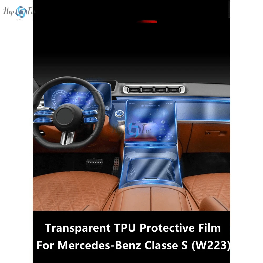 For Mercedes-Benz Classe S 2021 W223 Car Interior Center Console Transparent TPU Protective Film Anti-scratch Repair Film