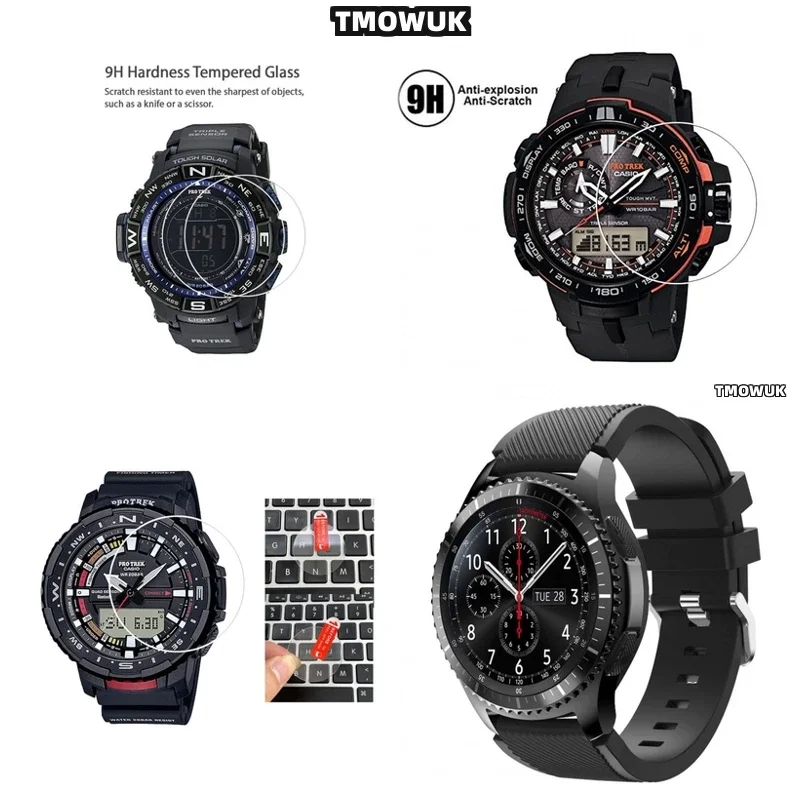 

For GA100 6100 TR770 Pro-Trek EFR 303 GA-2200 GA-2100 GST-W300 - Watch Screen Protector - 9H Anti-Scratch Tempered Glass - For