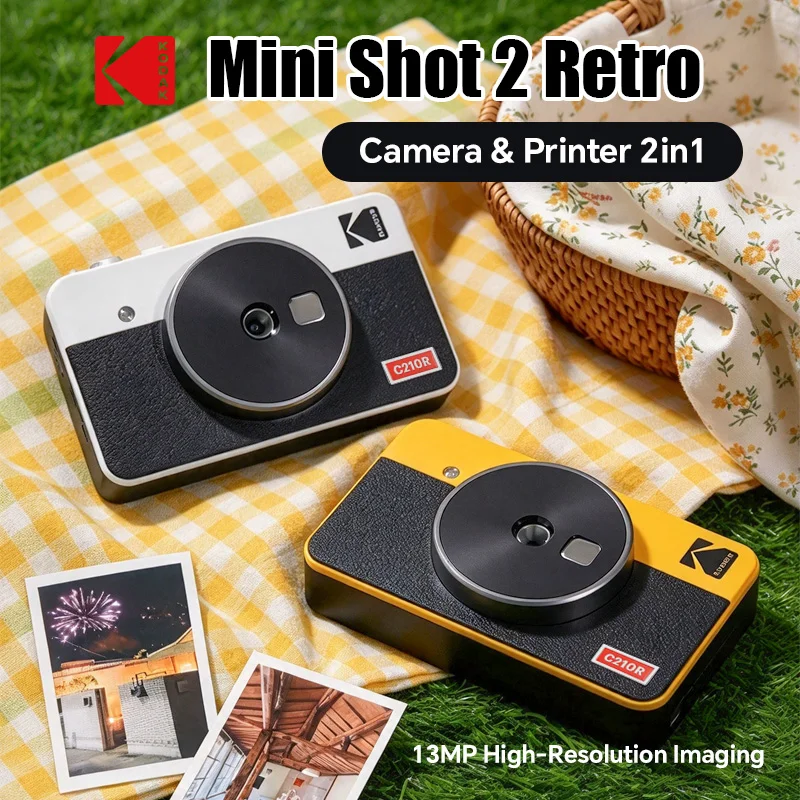 KODAK Mini Shot 2 Retro C210R Portable 2-in-1 Instant Camera & Photo Printer Bluetooth 4PASS 2.1x3.4 Inch for iPhone iOS Android