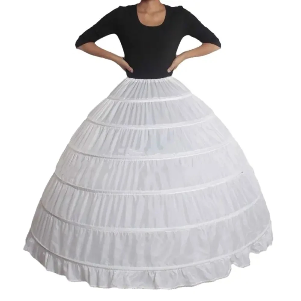 

New Big White Petticoat Super Fluffy Hot Sell 6 Hoops Petticoat Crinoline Slip Underskirt For Wedding Dress Bridal Gown In Stock