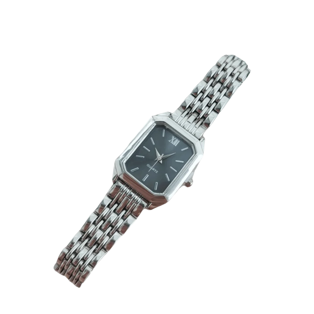 Slim Strap Rhinestone Quartz Watch Square Dial Small Dial Women Quartz Watch Leaf Design Pull Adjustable Rhinestone Watch