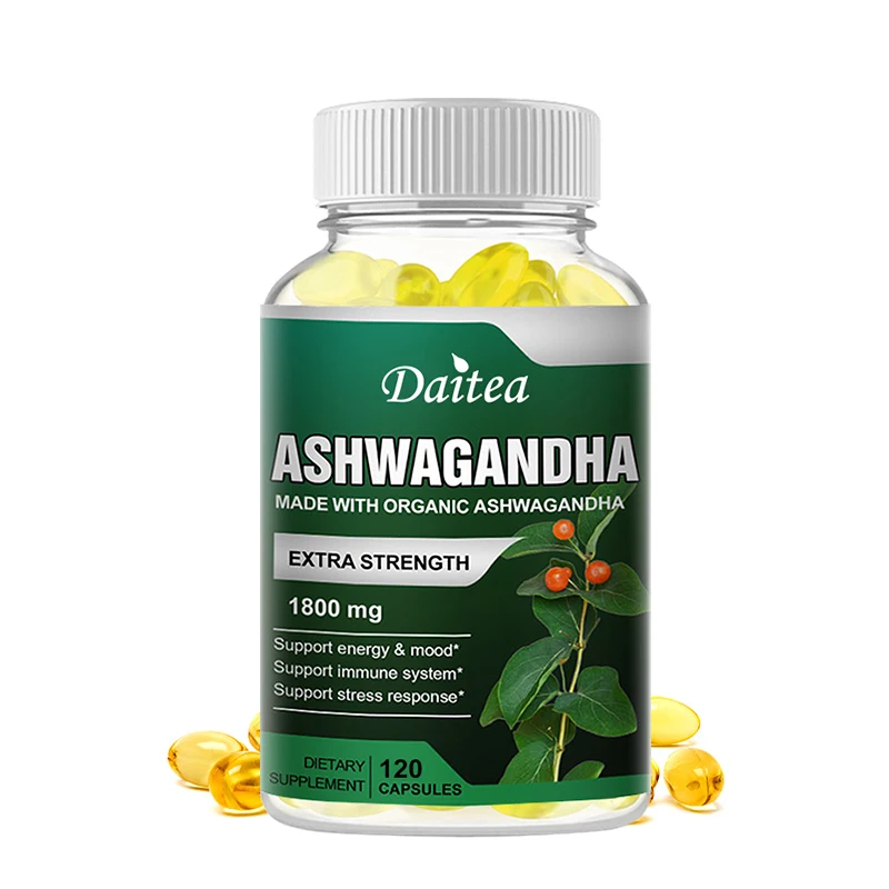 

Ashwagandha - 1800 Mg - Stress, Mood, & Athletic Support - Cortisol Support Supplement - Gluten Free-Vegetarian Capsules