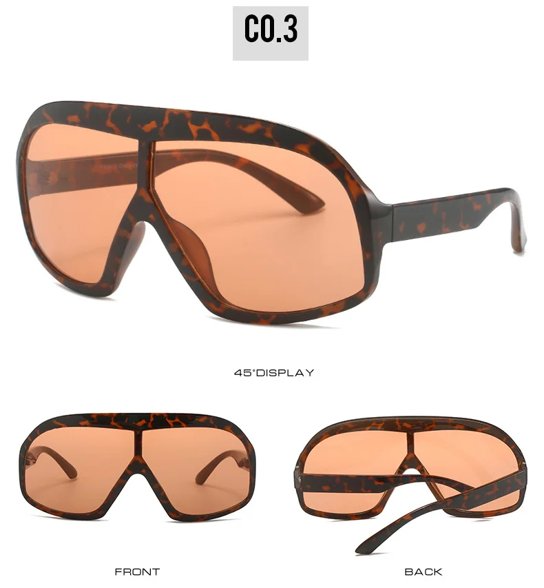 Vintage One-Piece Oversize Shield Sonnenbrille für Damen – Neue Mode Leopard Farbverlauf Sonnenbrillen für Damen – Sexy Fahrbrillen UV400 – Detail 9