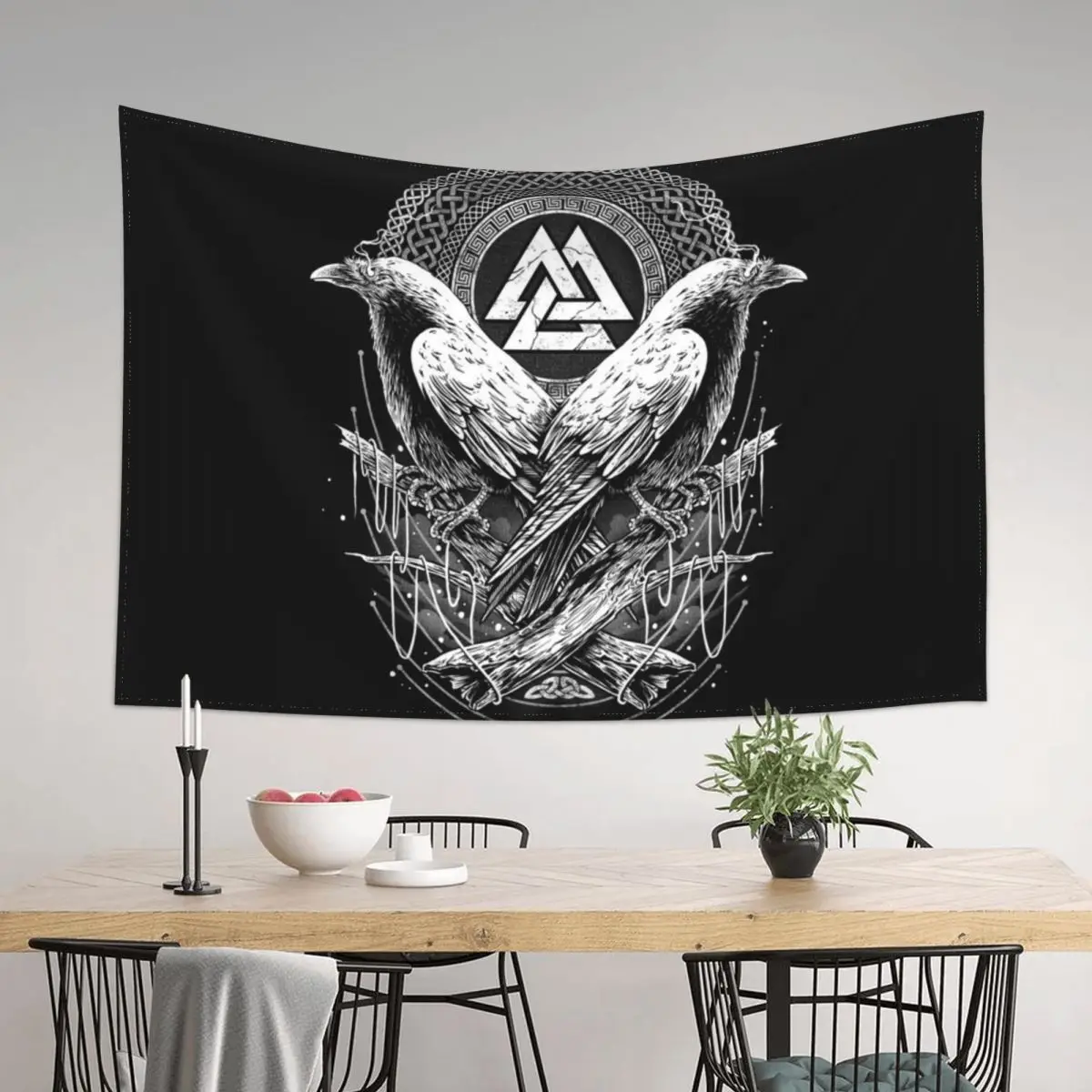 

Raven Valknut Viking Norse Mythology Odin Tapestry Anime Decor Korean Room Decor Home Decorations Home Decor Aesthetic Tapestry