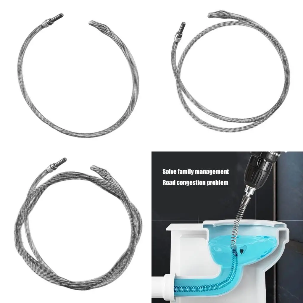 

652F Professional 10mm Thickened Steel Coil Drain Auger For Kitchen Sink Floor Drain Pipe Clog Removal Works With Power Drill
