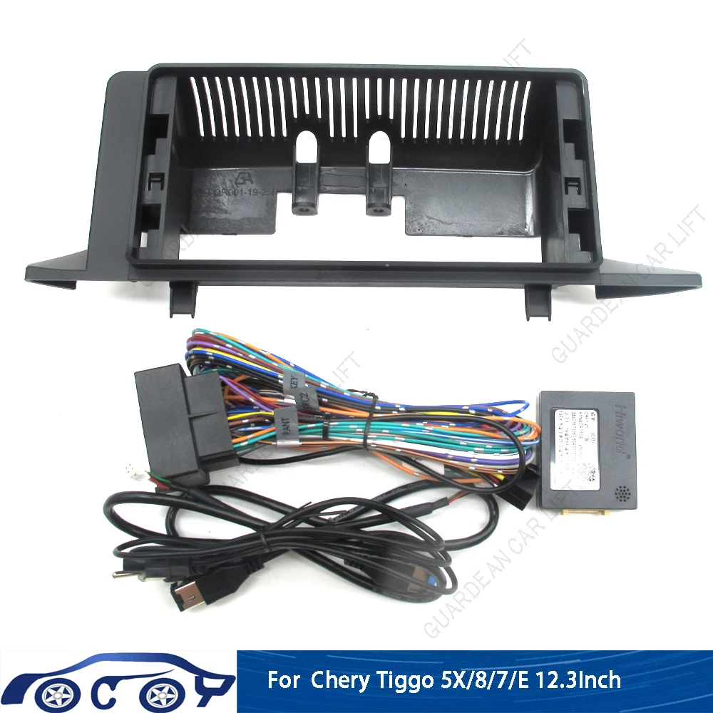 Fascias de radio para coche de 12.3 pulgadas para Chery Tiggo 5X, Tiggo 7, Tiggo 8, panel de marco estéreo Android con cable y decodificación Canbus