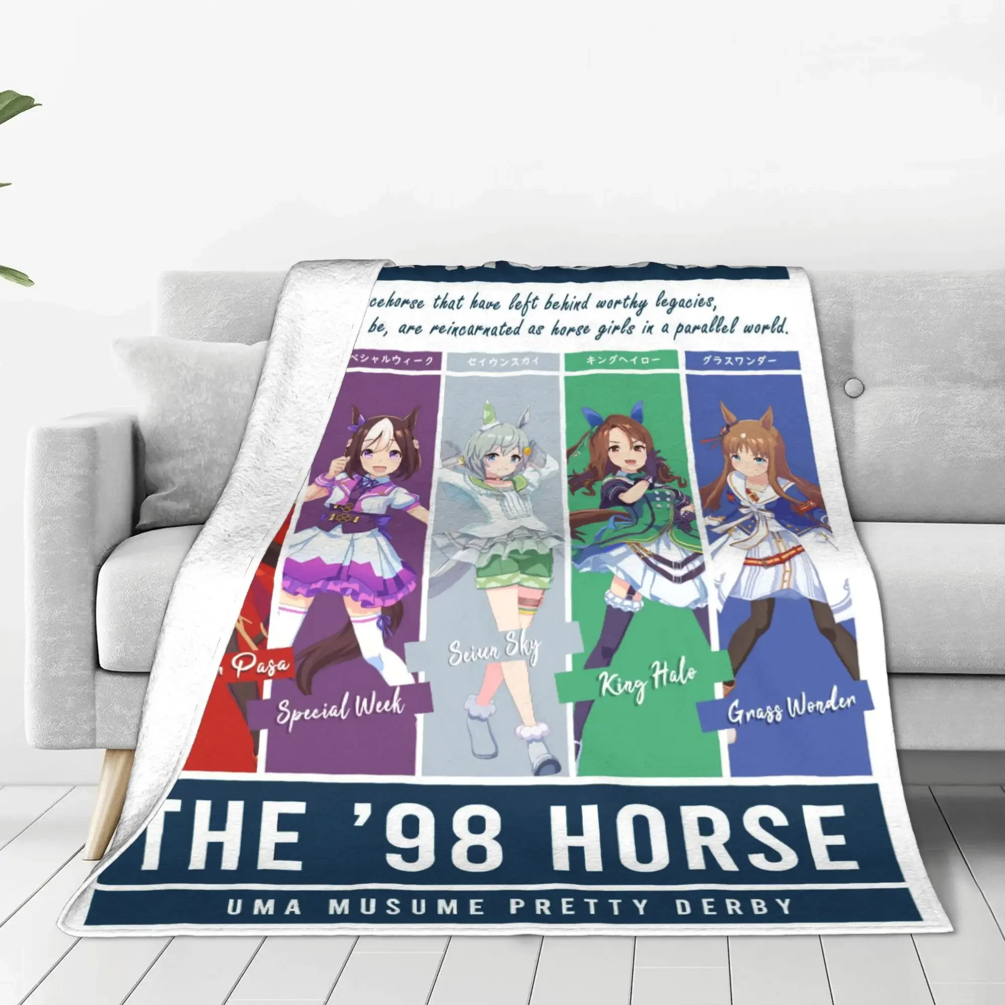 

Cozy Flannel Throw Blanket for Couch Bed or Travel Home Aesthetic Soft Warm Child Airplane Derby Horse Throw