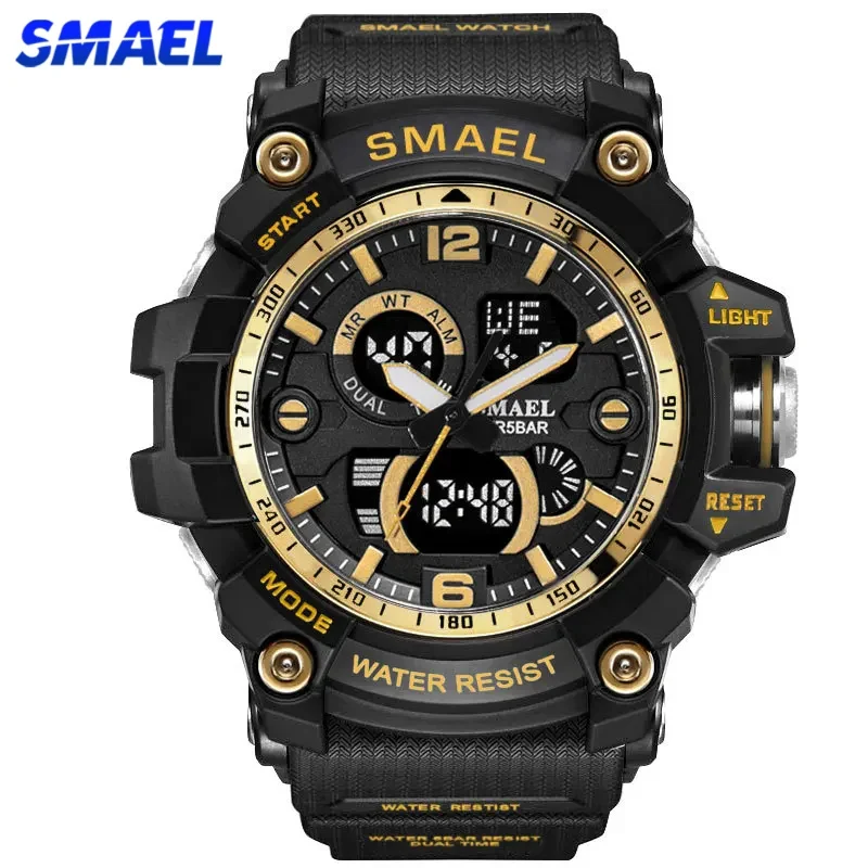 SMAEL Men Military Watch 50m Waterproof Wristwatch LED Quartz Clock Male relogios masculino 1617 Digital Sports Watches Men\'s