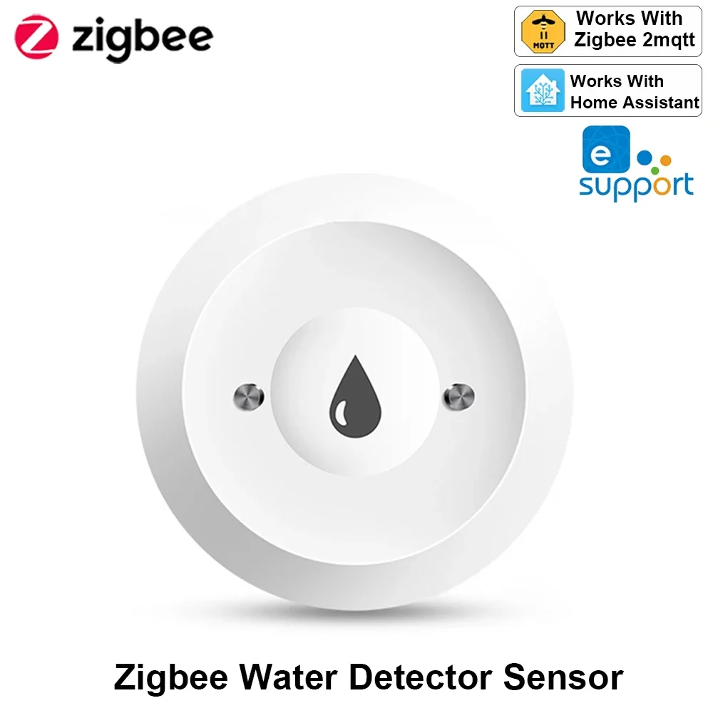 Haozee Zigbee Water Sensor Flood Leak Detector App Remote Monitoring for Kitchen/Bathroom Support Home Assistant Zigbee2mqtt