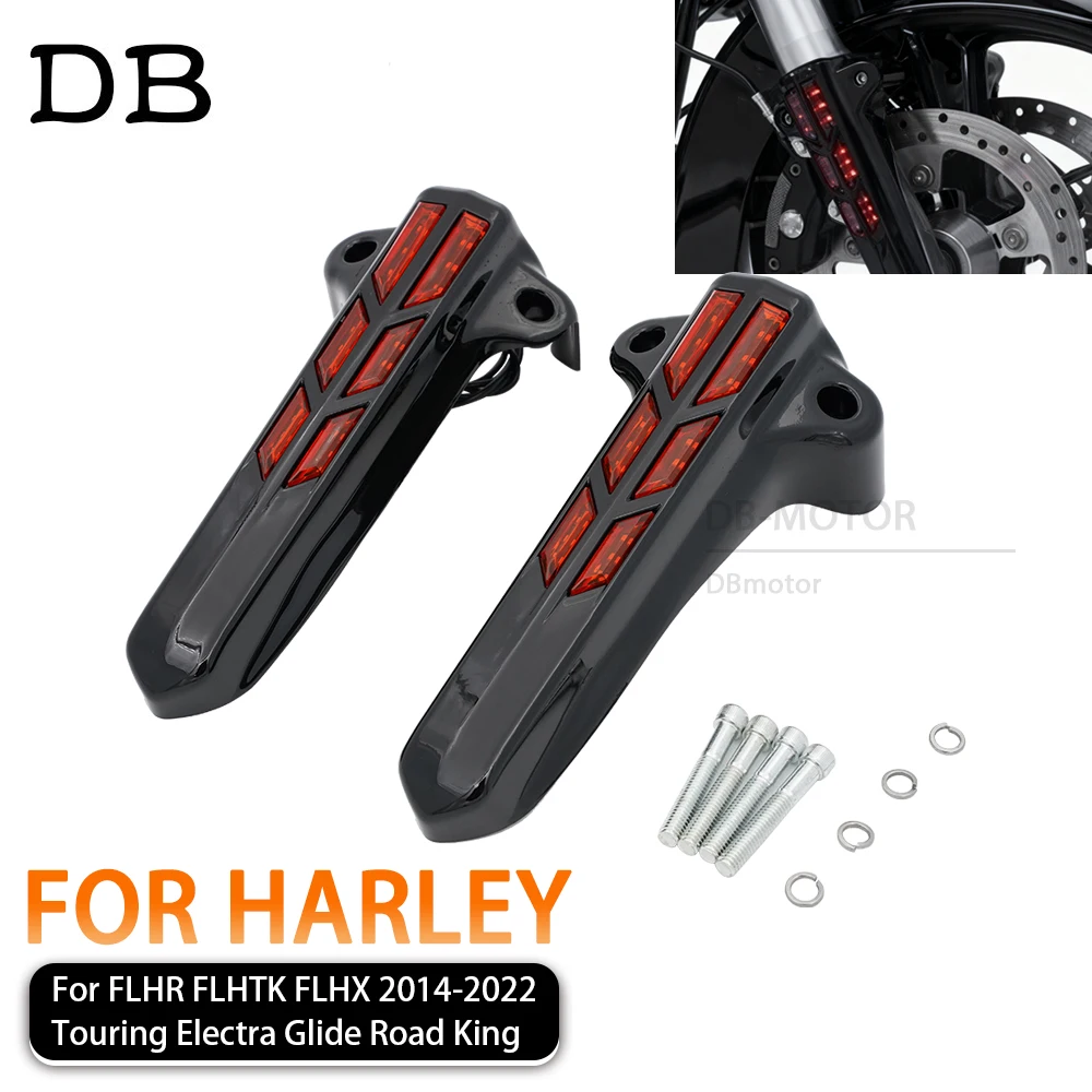 

Touring Electra Glide Road King Motorbike ABS Front Lower Fork Leg Covers LED Smoke Light For Harley FLHR FLHTK FLHX 2014 - 2020