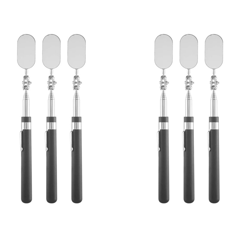 6 Pieces Telescoping Inspection Mirror Observe Mirror Inspection Tool For Check The Condition Of The Vehicle(Oval)