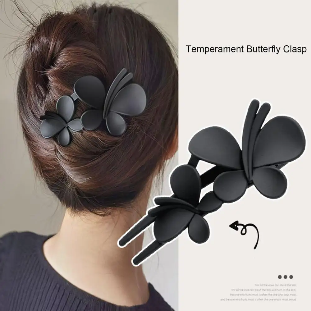 Solid Color Strong Grip Hair Clip Exquisite Anti-slip Crab Hairpin Flower Butterflies Decor Hairpin Hair Accessories