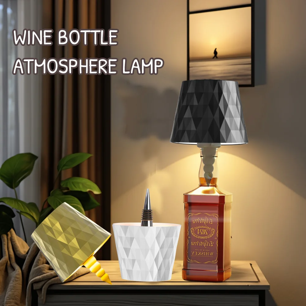 

Беспроводная 3-цветная сенсорная лампа Creative Diamond Bottle Light Touch с бесступенчатым затемнением подходит для спальни, бара, столовой, окружающего освещения.