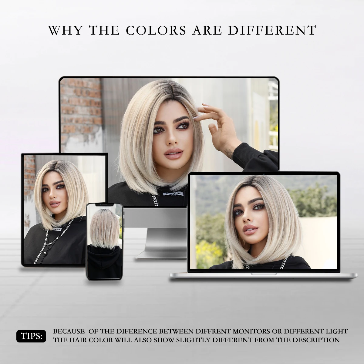 7JHH WIGS Ombre Blonde Bob Wig for Women Daily Cosplay Short Synthetic Middle Part Wigs Platinum Lolita Wig Heat Resistant