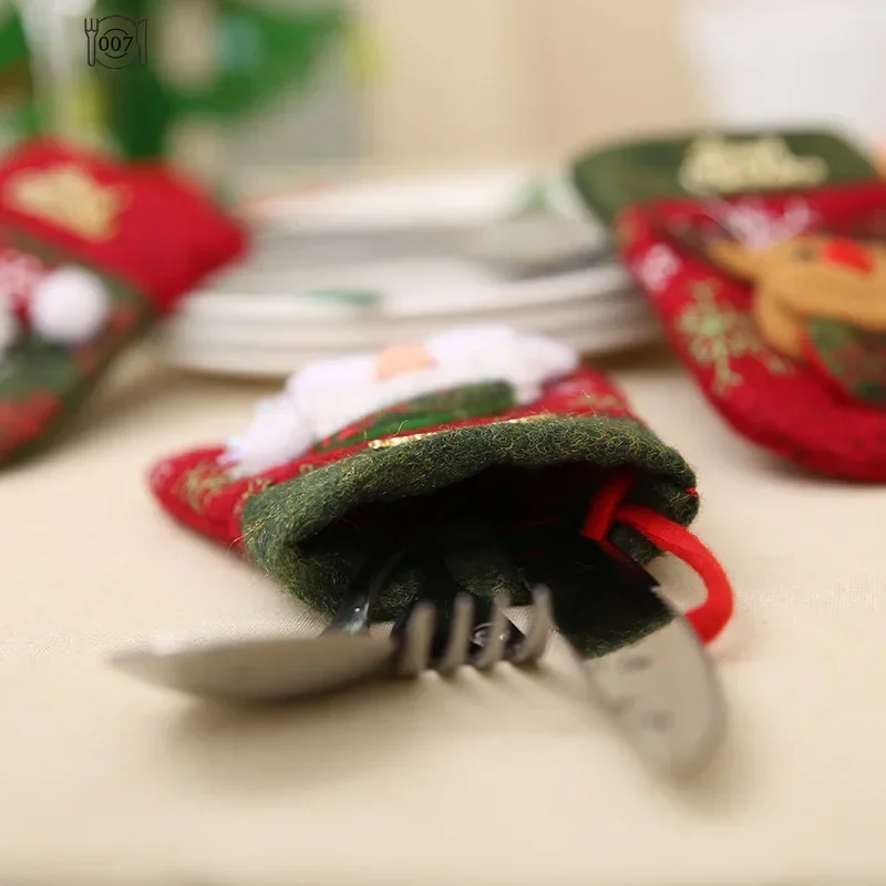 New Christmas Cutlery Holder Knife Fork Spoon Pocket Bags Santa Claus Xmas Tree Tableware Cover New Year Party Dinner Decor image 4