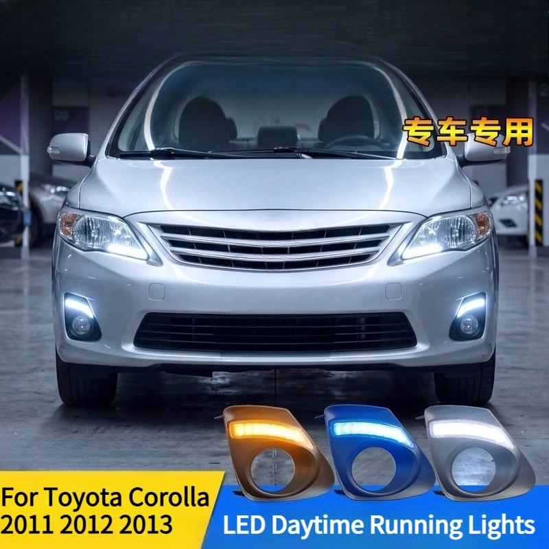For Toyota Corolla 2011 2012 2013 Daytime Running Light LED Front Fog Light 12V DRL Turn Signal Car Accessories