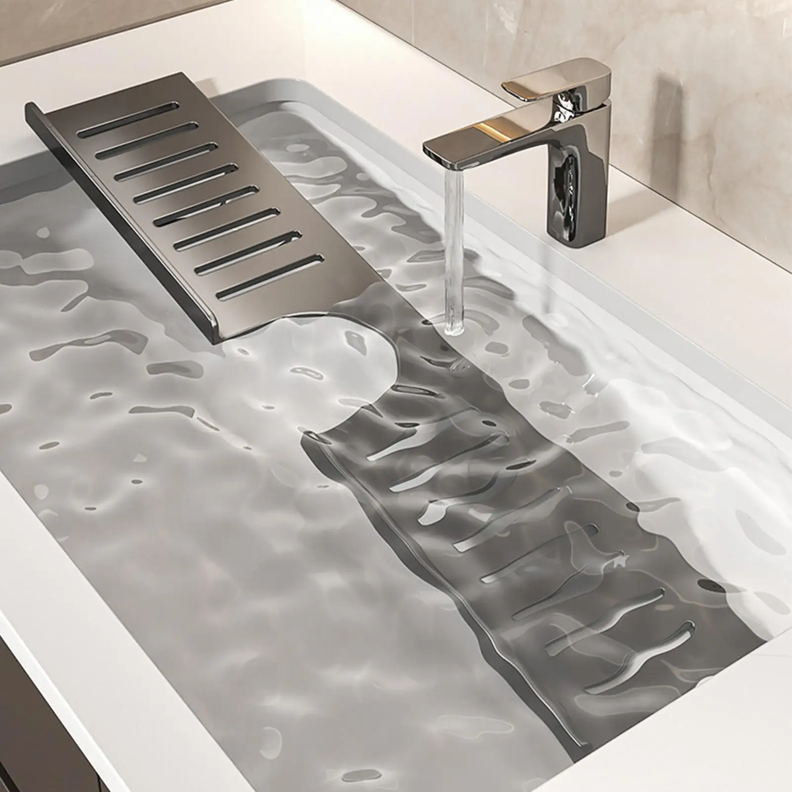 

Faucet Storage Rack Carbon Steel Large Capacity Removable Faucet Shelf Bathroom Storage For Soap Sponge Brush Utensil Toiletry