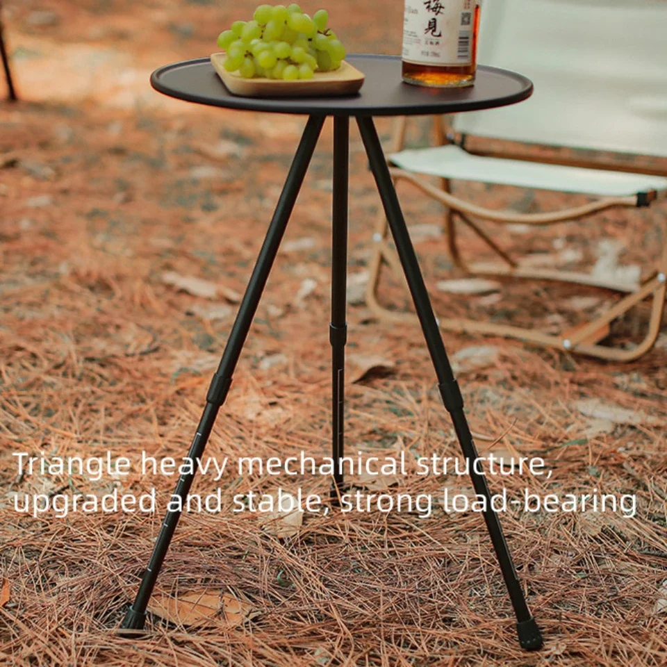 Table Aluminum Alloy Folding Round Table Portable Camping Table Livable Table Mesh Camping Table Mesh Pocket+Storage Bag