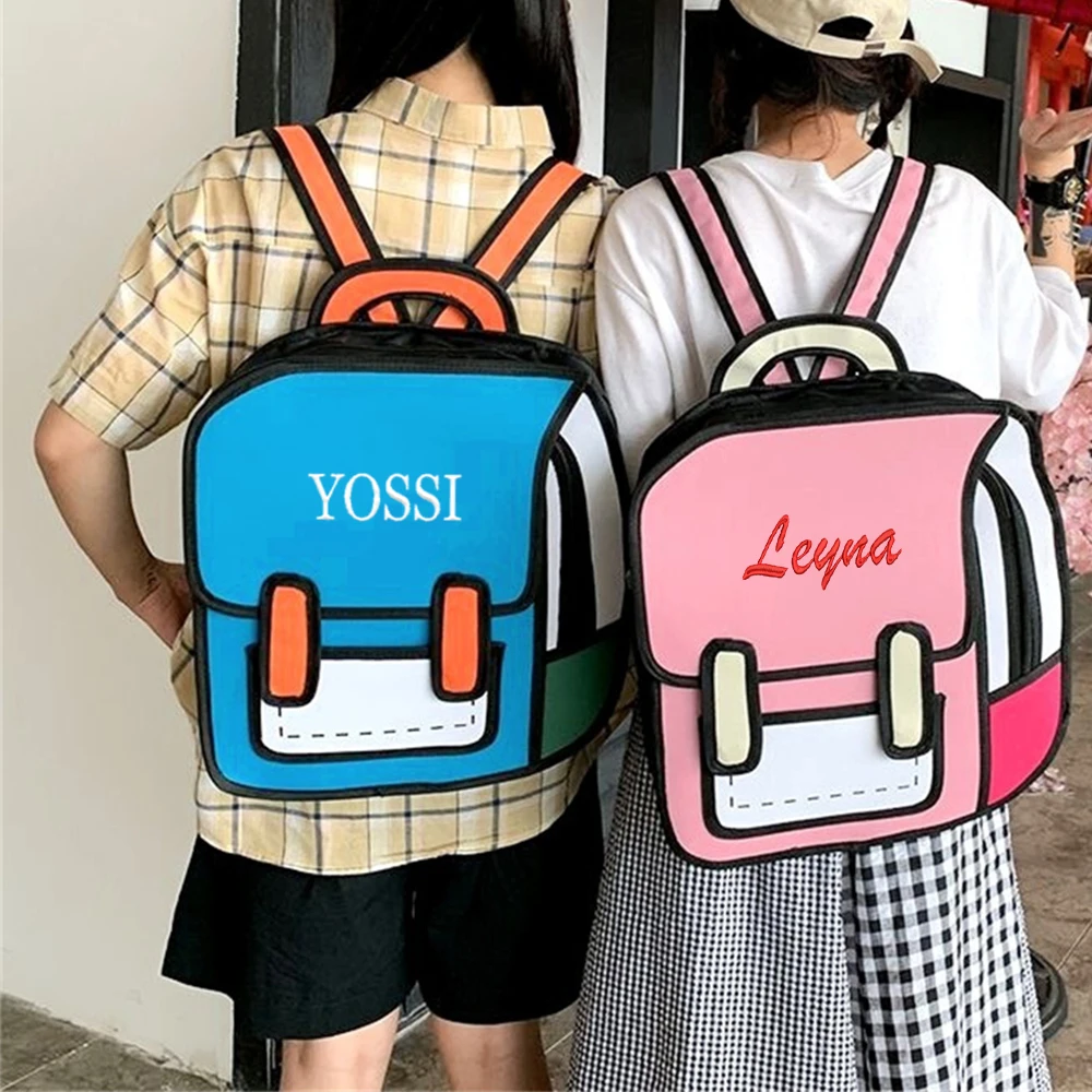 

Personalized Name Kids 3D Anime Schoolbag Custom Embroidered Student Backpack Boys Girls Outdoor Cartoon Travelling Backpacks